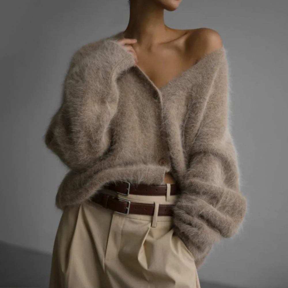 Ulla Weiche Strickjacke in Naturtönen Foto 2