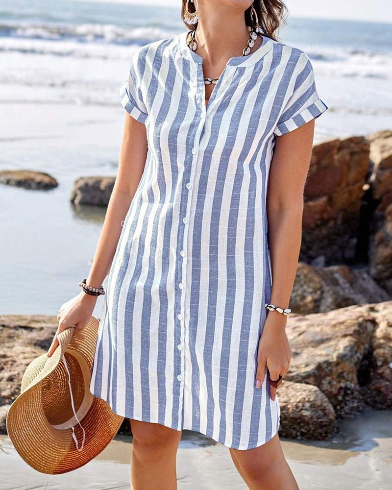 Marlene gestreiftes Shirtkleid mit Knopfleiste foto 1
