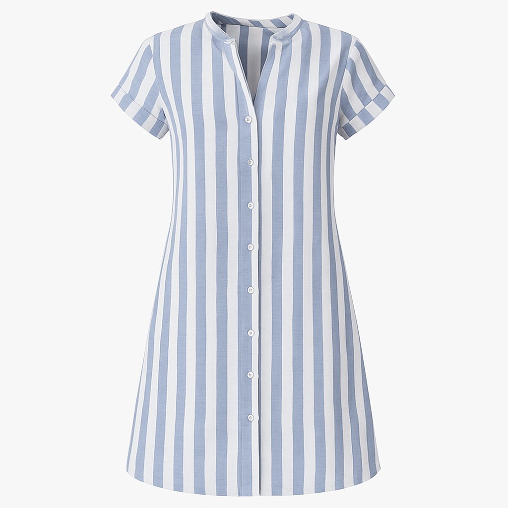 Marlene gestreiftes Shirtkleid mit Knopfleiste foto 4