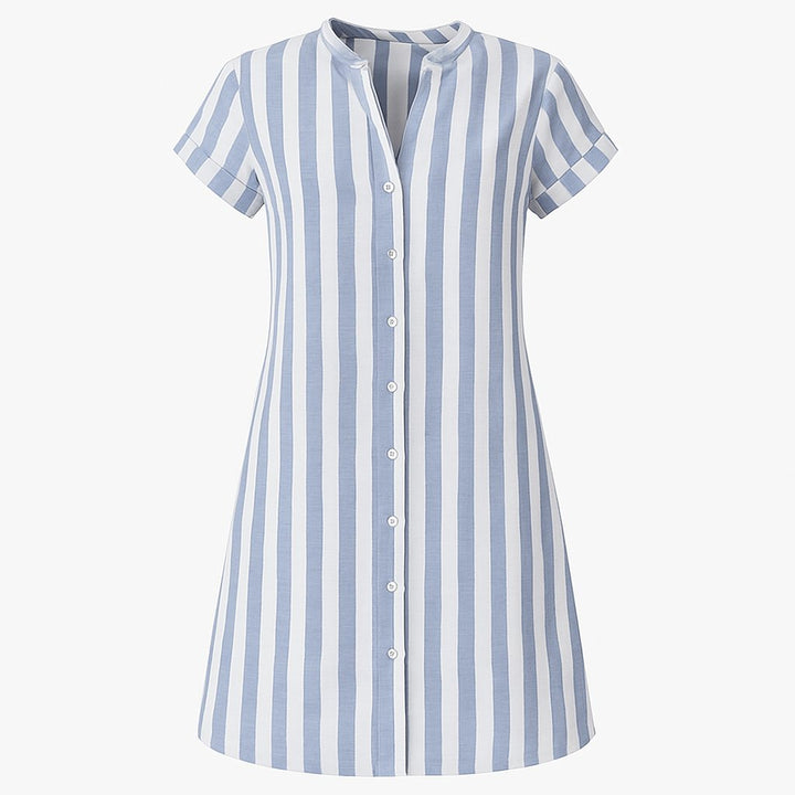 Marlene gestreiftes Shirtkleid mit Knopfleiste foto 4
