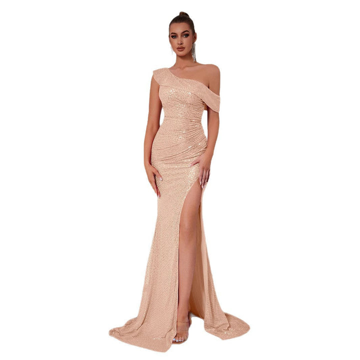 Yvonne One-Shoulder-Abendkleid mit Glitzer und Beinschlitz Foto 5