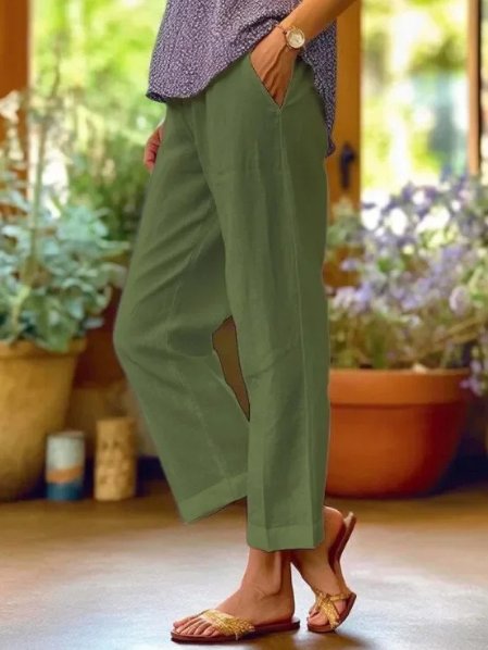 Zoe Leinenhose in gerader Passform mit Umschlag Foto 6